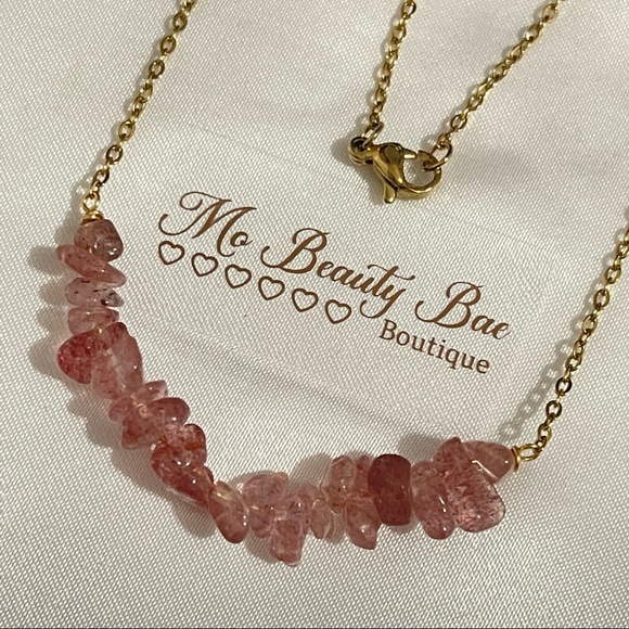 Strawberry Quartz Crystal Necklace - Picture 2 of 5